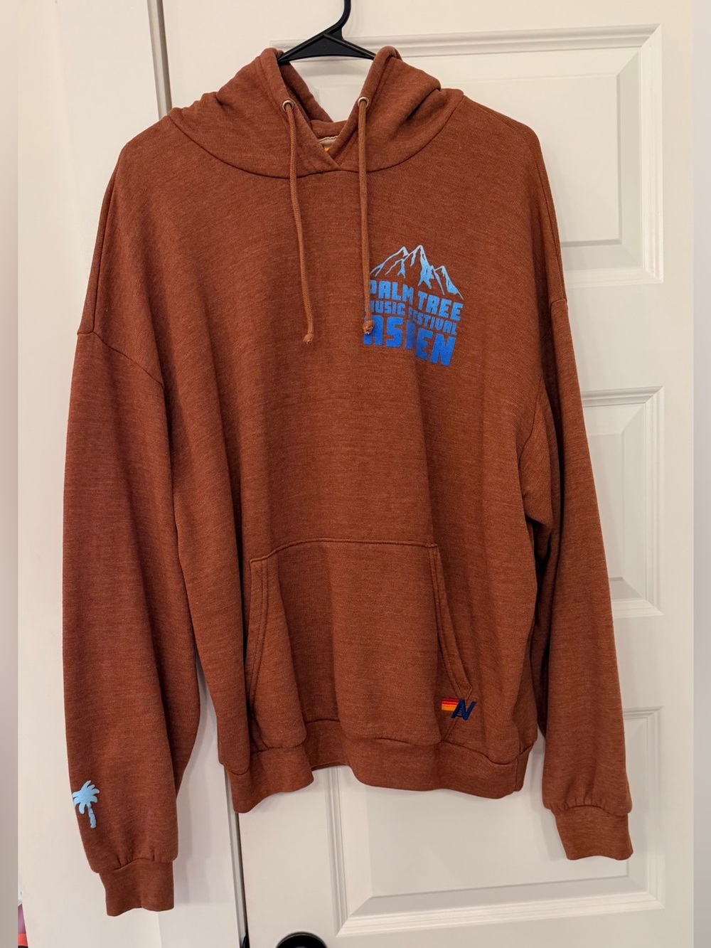 Aviator Nation Rust Brown Hoodie with Blue Logo